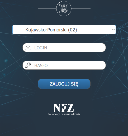 Okno logowania dla świadczeniodawców OW NFZ: Kujawsko-Pomorskiego, Lubelskiego, Mazowieckiego, Podlaskiego, Świętokrzyskiego, Warmińsko-Mazurskiego, Wielkopolskiego, Zachodniopomorskiego